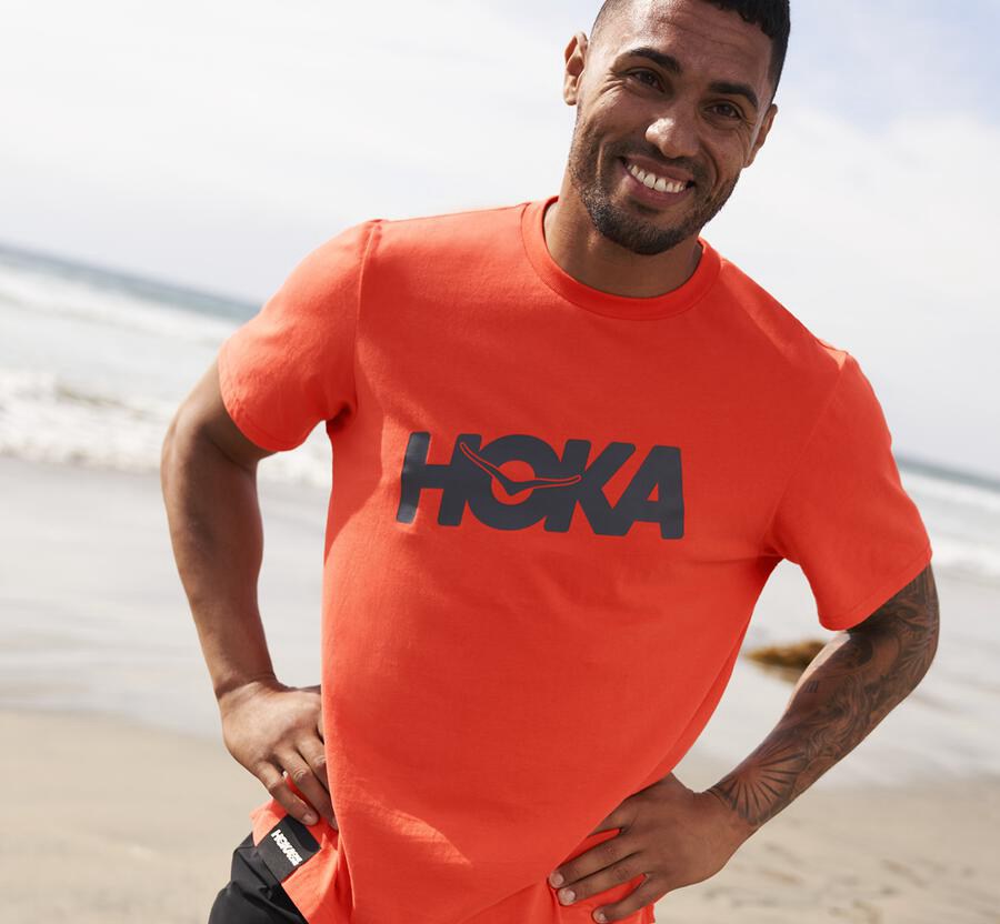 Tee Mens - Hoka One One Brand - Red - XSYFMUK-50